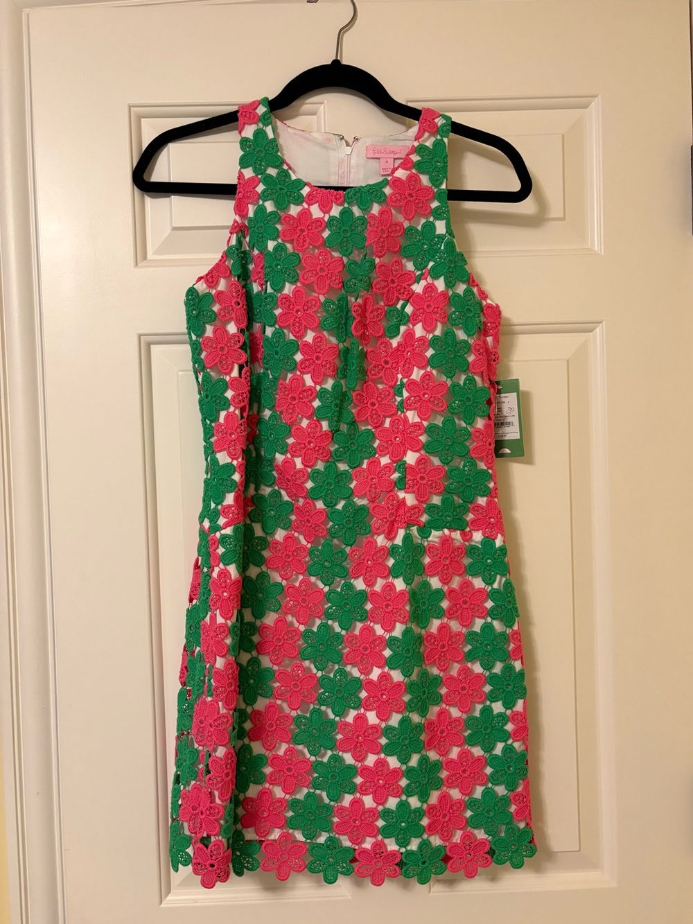 NWT Lilly Pulitzer Pearl Pink & Green Floral Lace Shift Dress
